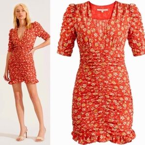 Veronica Beard Dress Silk mini dress in red floral size 4